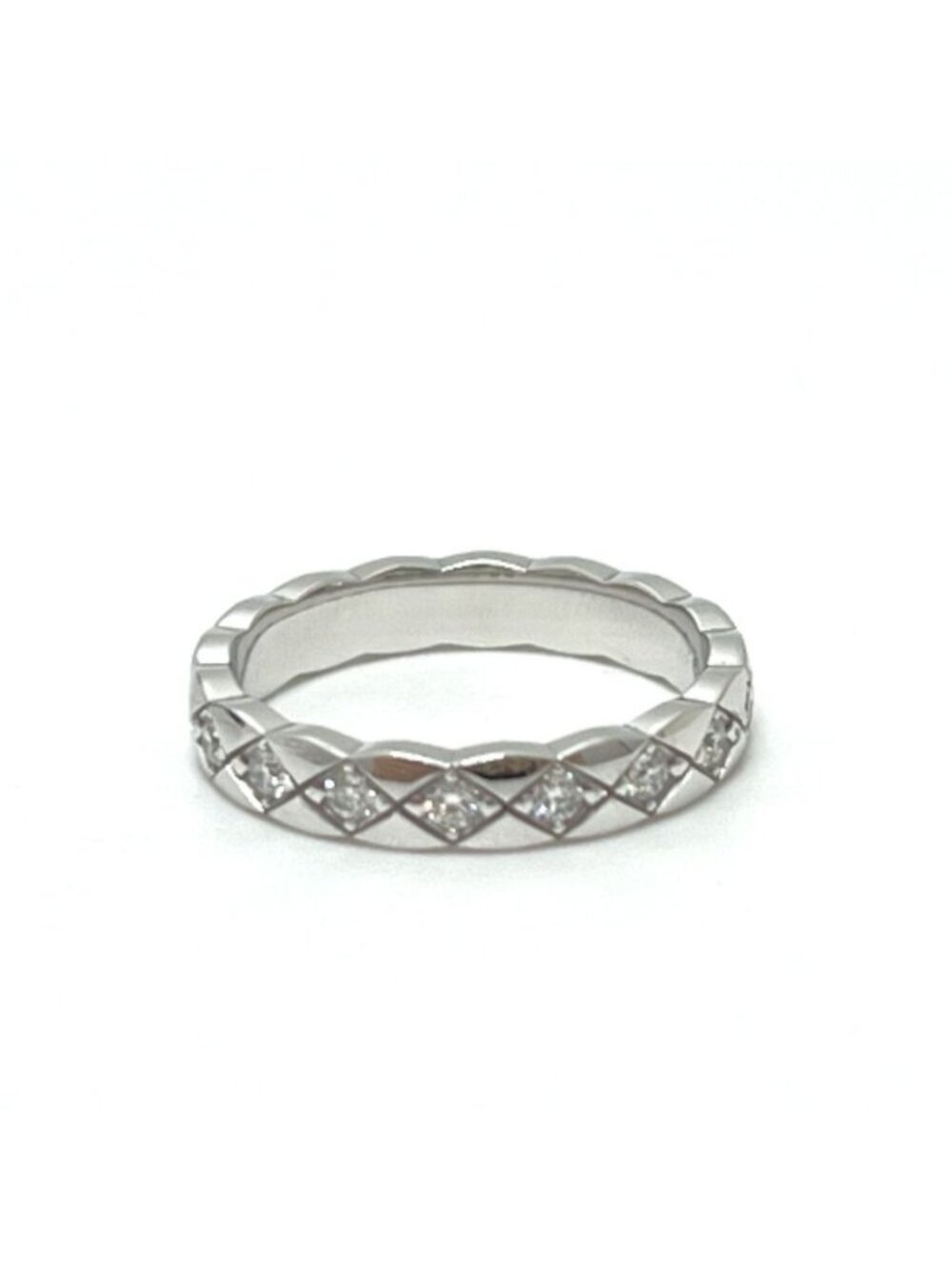 Chanel Ring Coco Crush Full Diamond 18K White Gold Silver